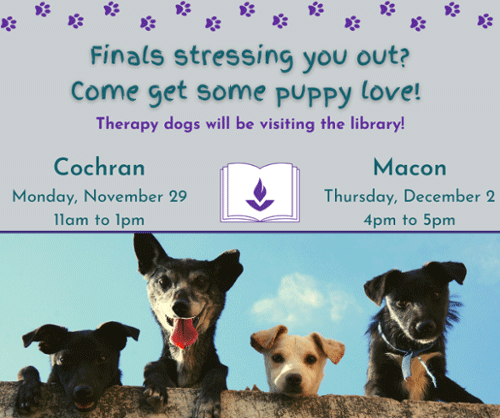 Therapy dog event flyer.